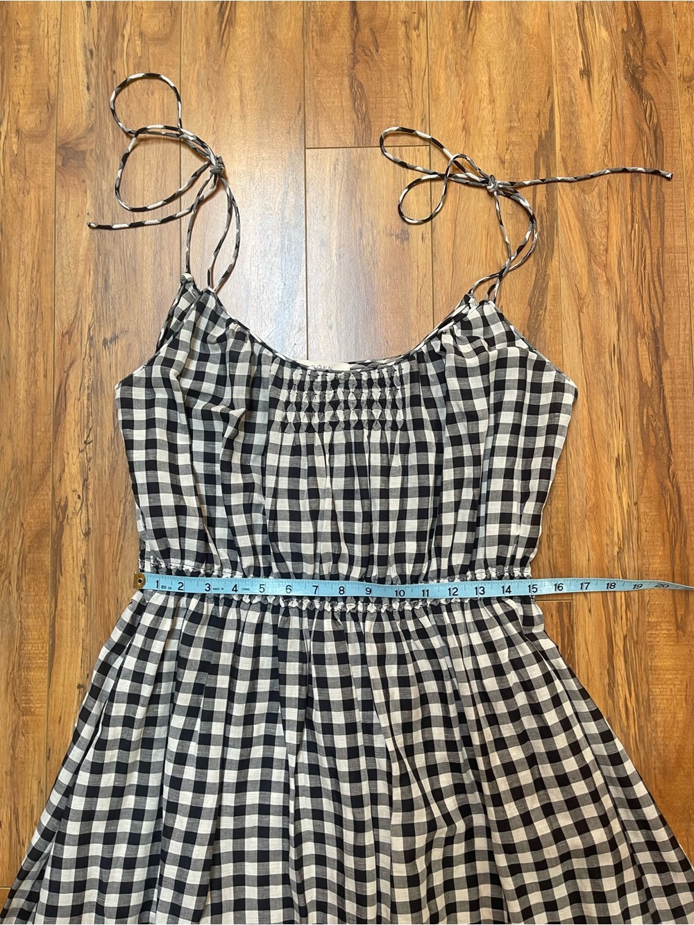 DOEN Leslie Gingham Midi Dress in Black Marilyn Size L - Picture 8 of 16